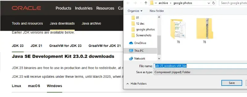 JDK download options on Oracle’s website